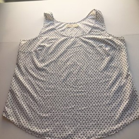 Faded Glory tank, sz xL (16/18), white with navy polka dots - Picture 1 of 4